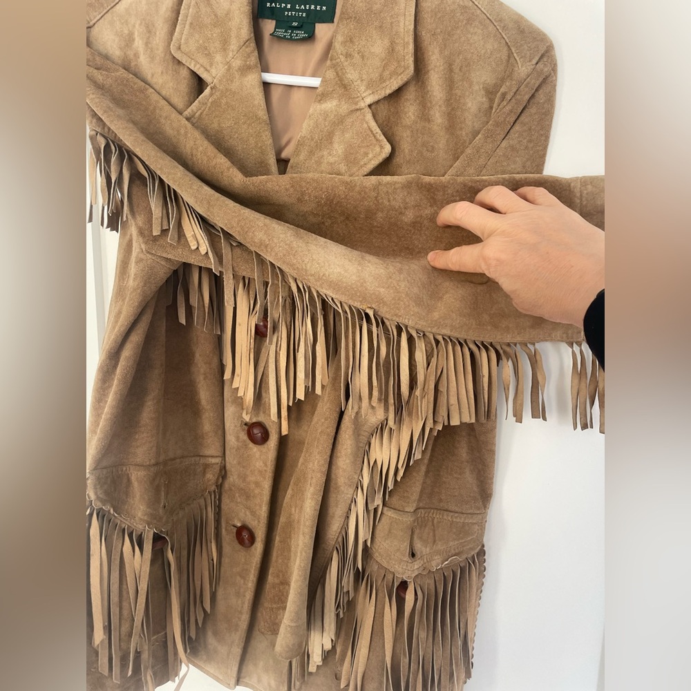 Ralph Lauren Women's Tan Suede Fringe Jacket - Picture 5 of 6